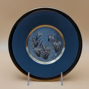 VTG Japanese Chokin Metalwork Hummingbird Plate